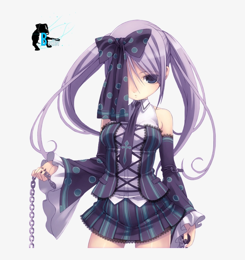 Purple haired edgy anime girl